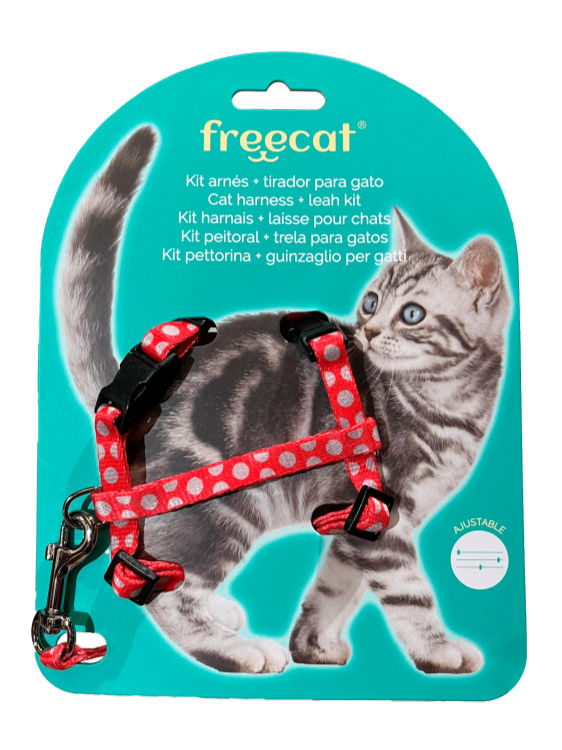 Cat Harness + Leash Set - Red