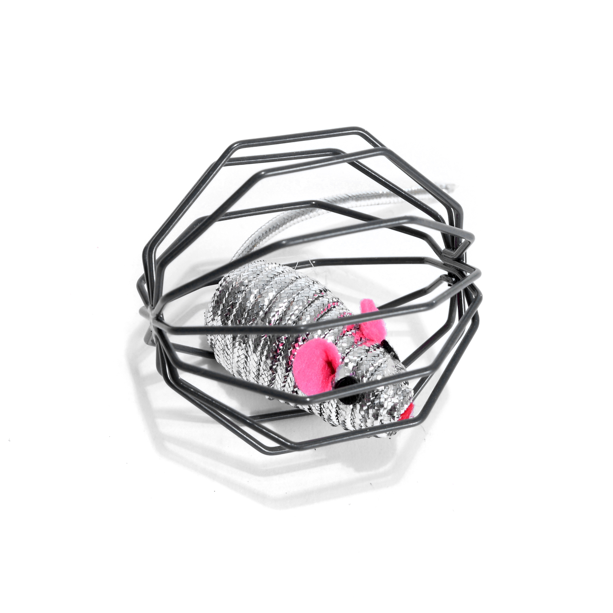 Metal Cage With Mouse - 6cm